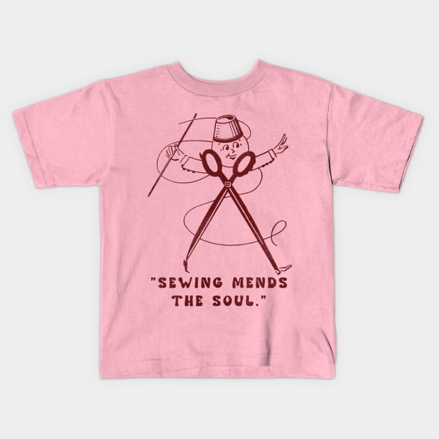 Sewing Mends The Soul Kids T-Shirt by vokoban